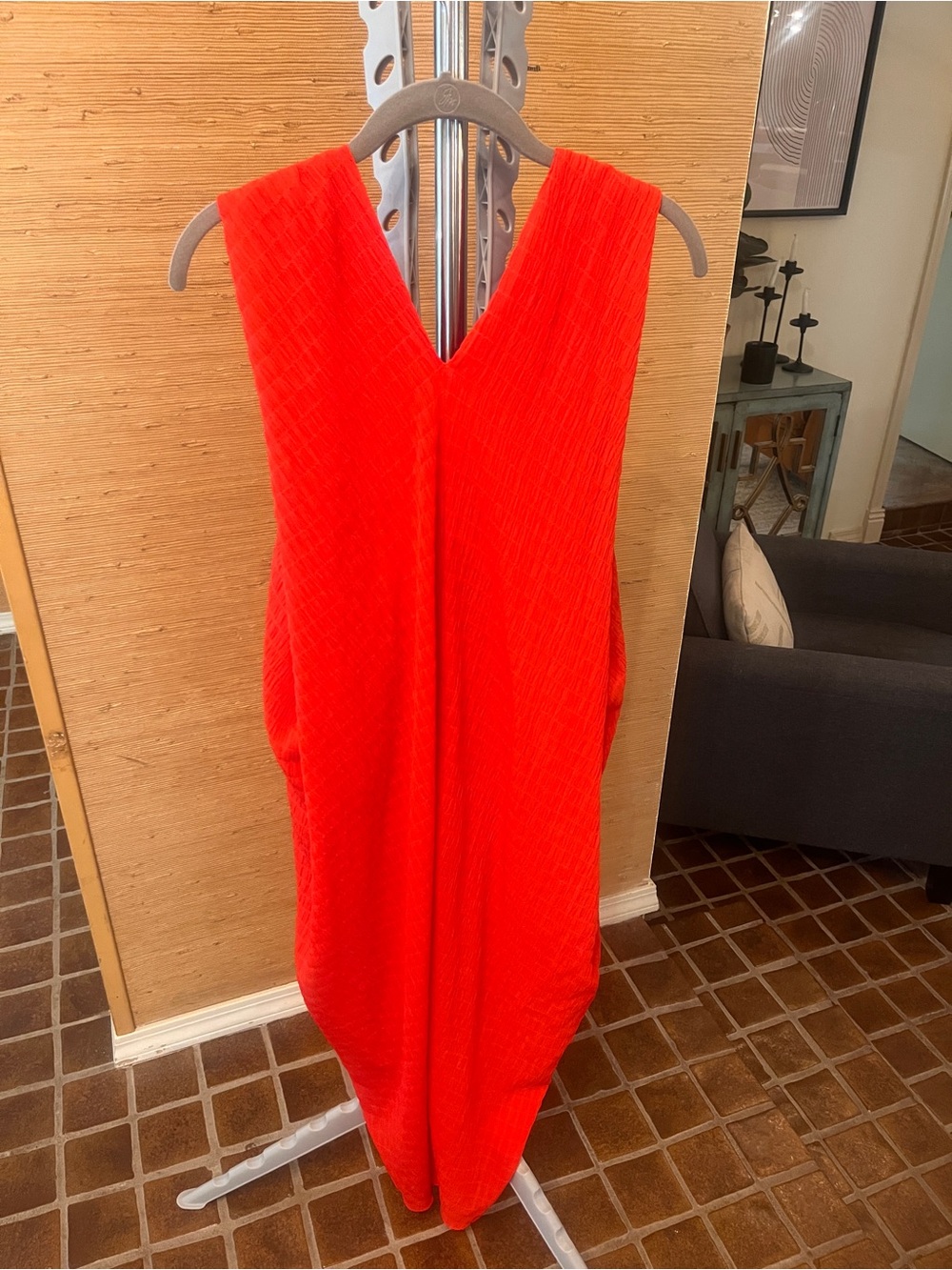 Hatch Vibrant Red V-Neck Midi Dress